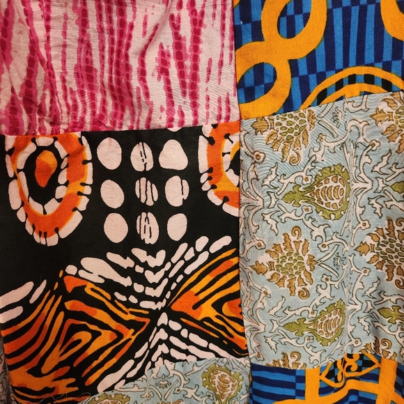 HANDCRAFTED ARTISAN SANTE FE HIPPIE FESTIVAL HAREM WIDE LEG PATCHWORK PANT MED - Picture 7 of 9